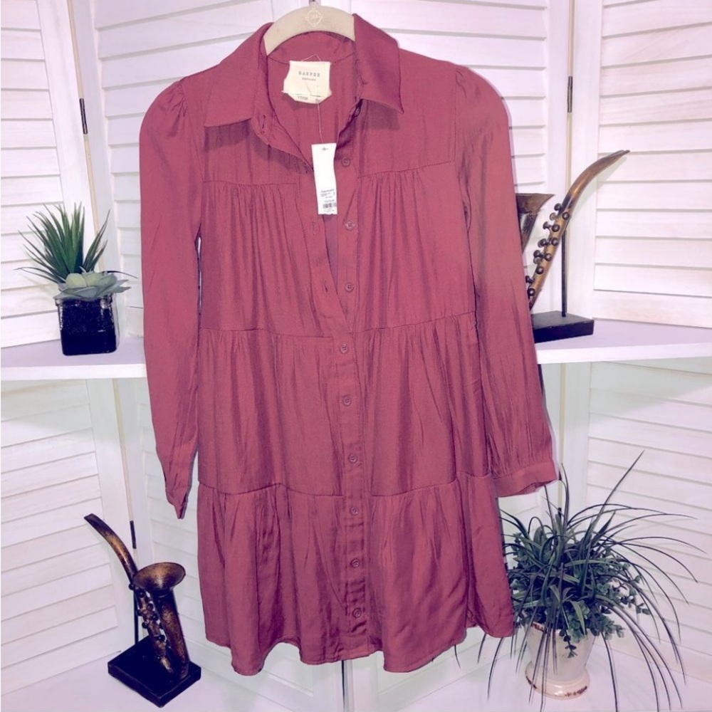 NWT Harper Prairie peasant burnt orange brick color ruffled tiered-dress sz 10 Y